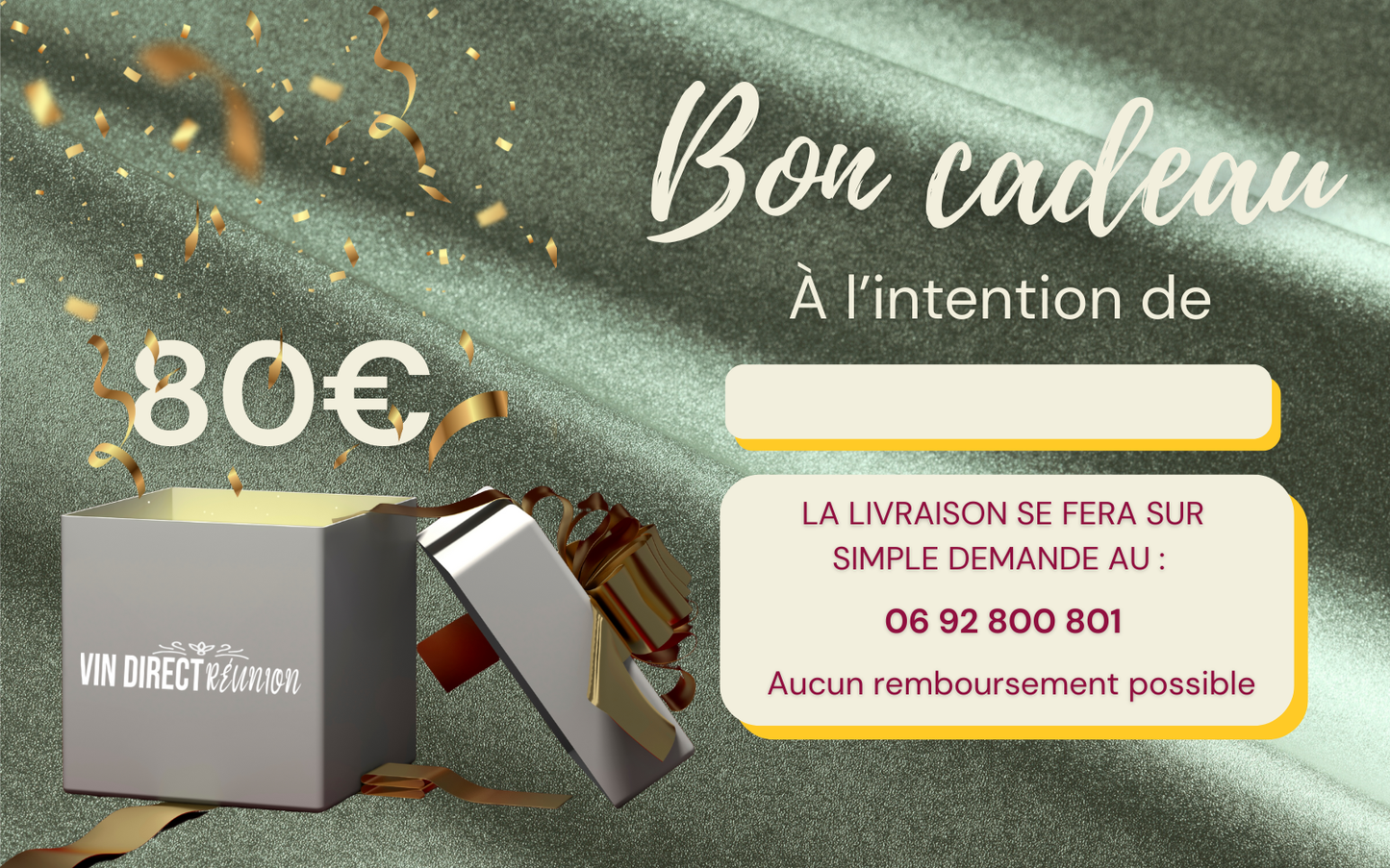 BON CADEAU 80 euros