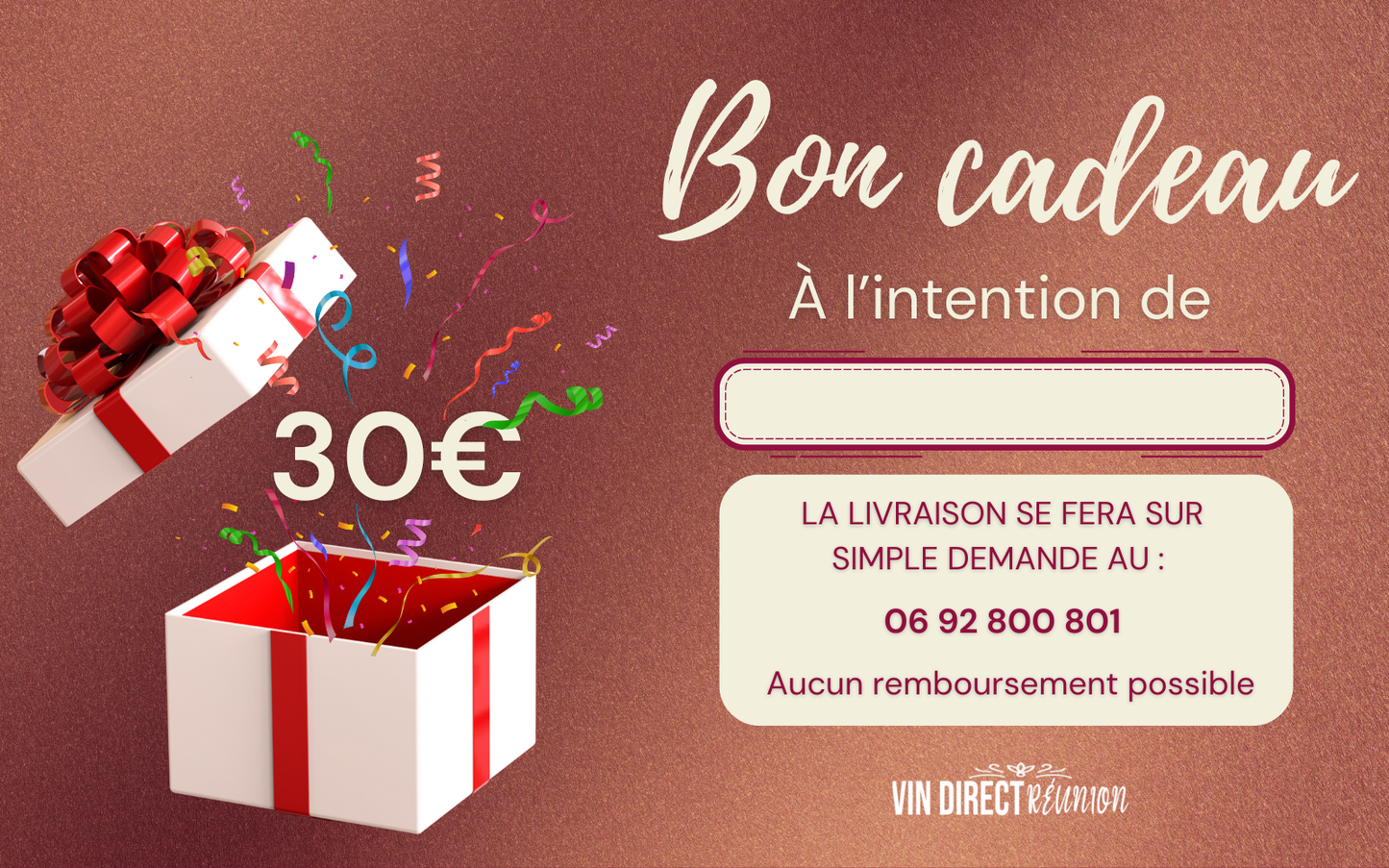 BON CADEAU 30 euros